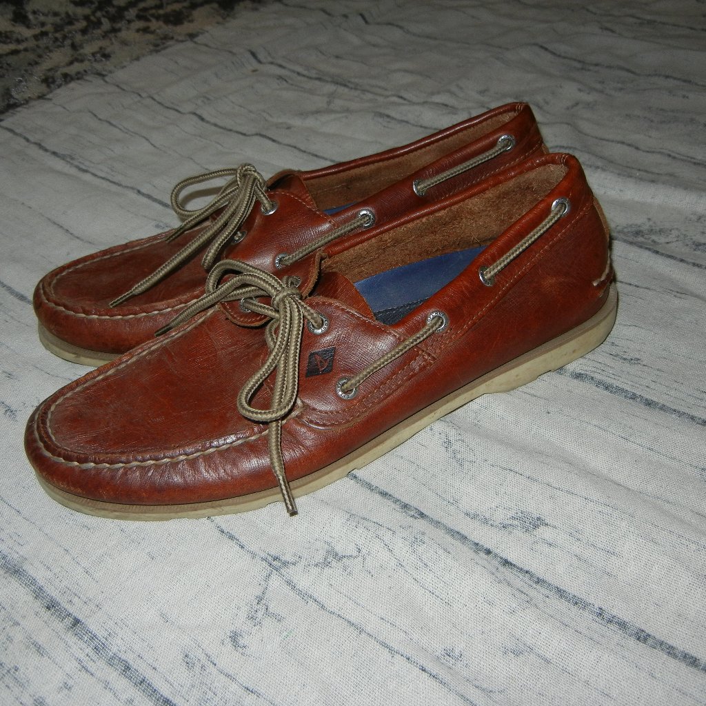 Men’s Sperry Top Slider Light All Leather Boat Shoes Size 10.5